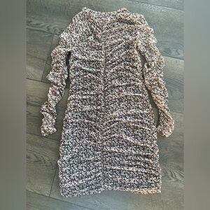 Abercrombie & Fitch Black and Cream Floral Long Sleeve Dress